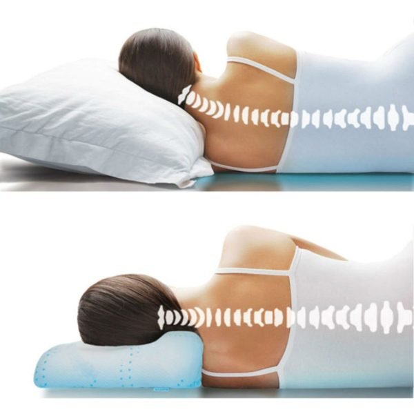 Положение позвоночника при сне на обычной и ортопедической подушке